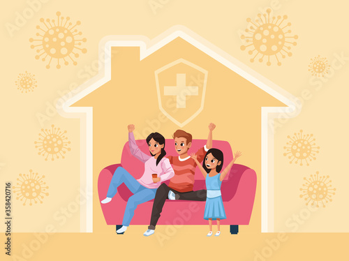 parents couple and daughter Stay at Home family campaign