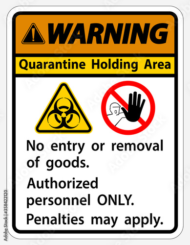 Warning Quarantine Holding Area Sign Isolated On White Background,Vector Illustration EPS.10