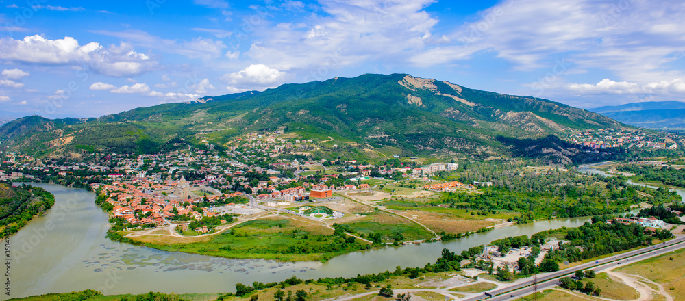 It's Beautiful view of the old town of Mtskheta in First