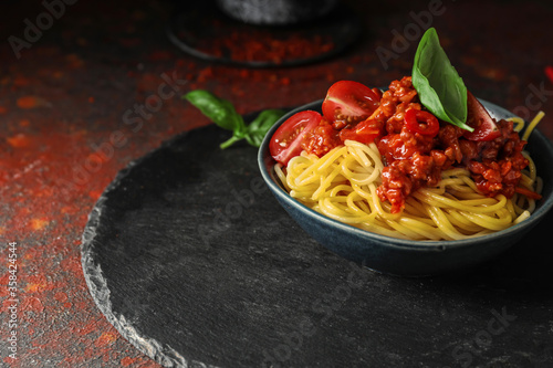 Spaghetti with spicy tomato...