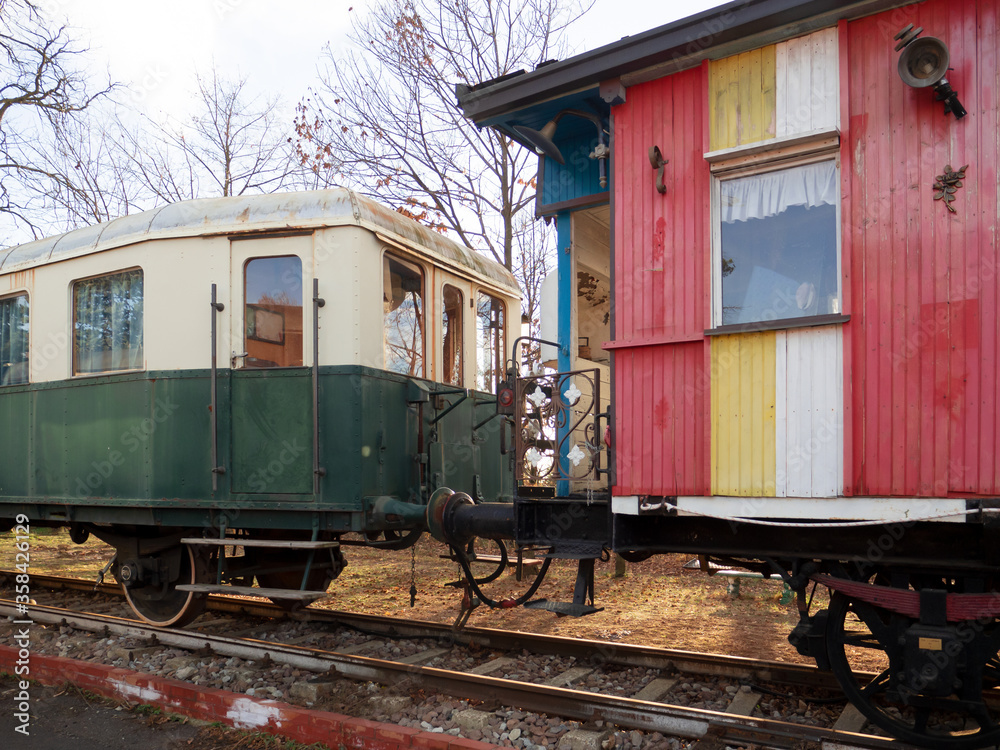 old train carriages abandoned on a dead track old train carriages abandoned on a dead track