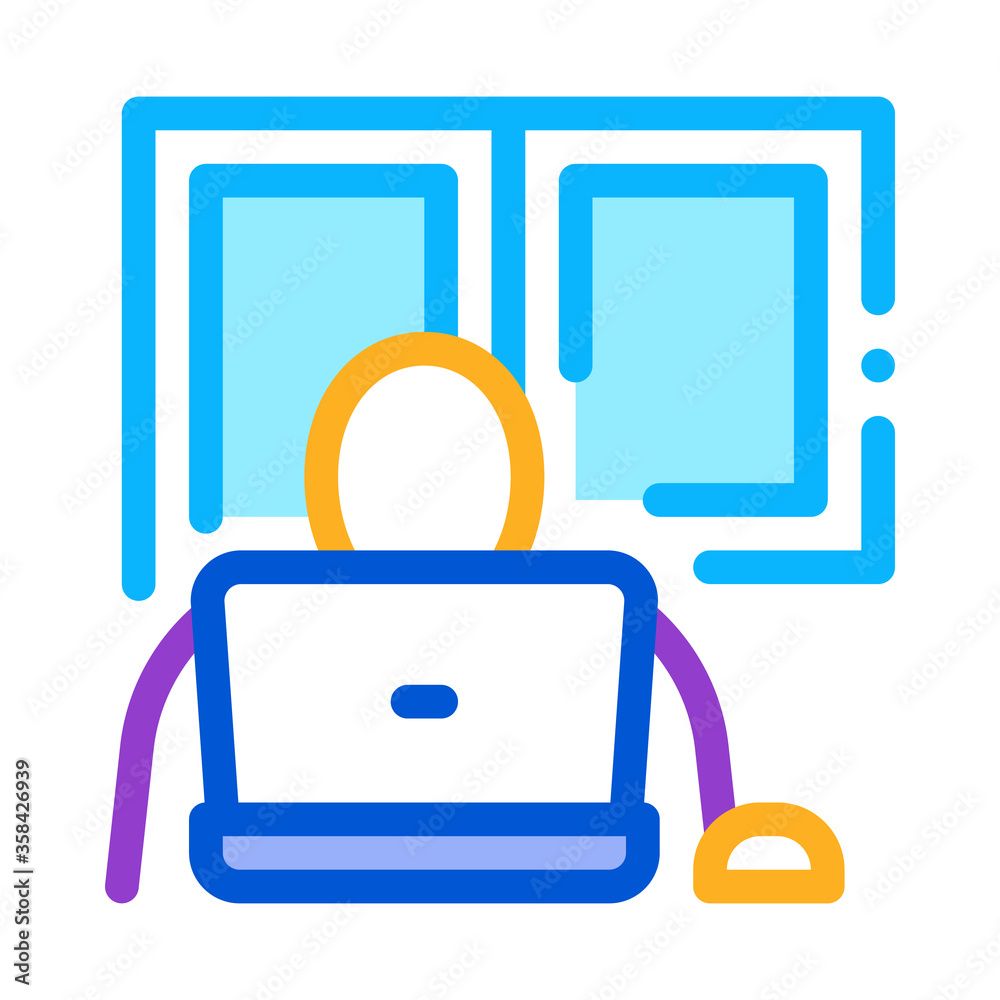 window glass in working room icon vector. window glass in working room sign. color symbol illustration window glass in working room icon vector. window glass in working room sign. color symbol illustration