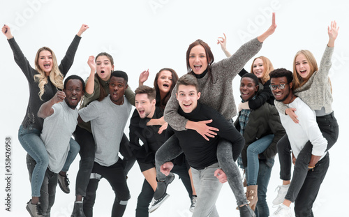 group of diverse young people have fun together