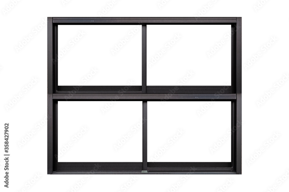 Black metal window frame isolated on white background. Black metal window frame isolated on white background.