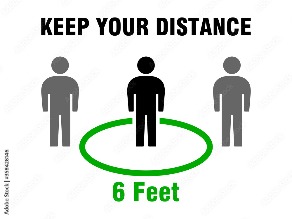 Keep Your Distance Social Distancing 6 Feet or 6 ft Instruction Icon. Vector Image. Keep Your Distance Social Distancing 6 Feet or 6 ft Instruction Icon. Vector Image.