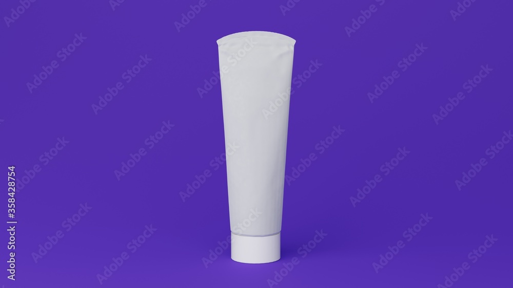 Single toothpaste mockup on purple background. 3D Rendering. Single toothpaste mockup on purple background. 3D Rendering.