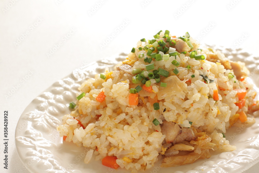 Korean food, kimchi and chicken fried rice Korean food, kimchi and chicken fried rice