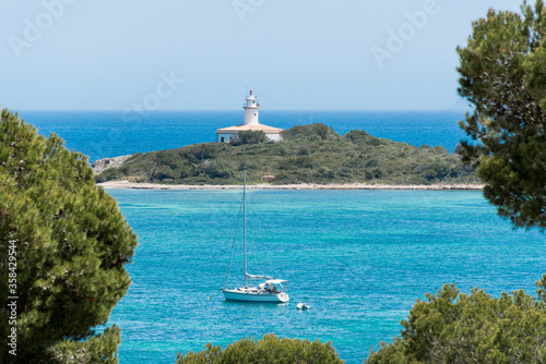 Sea and coast landscape with lighthouse in Majorca