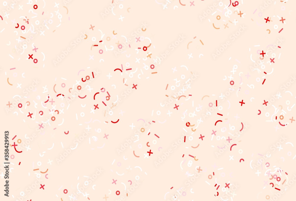 Light Red vector template with math simbols.