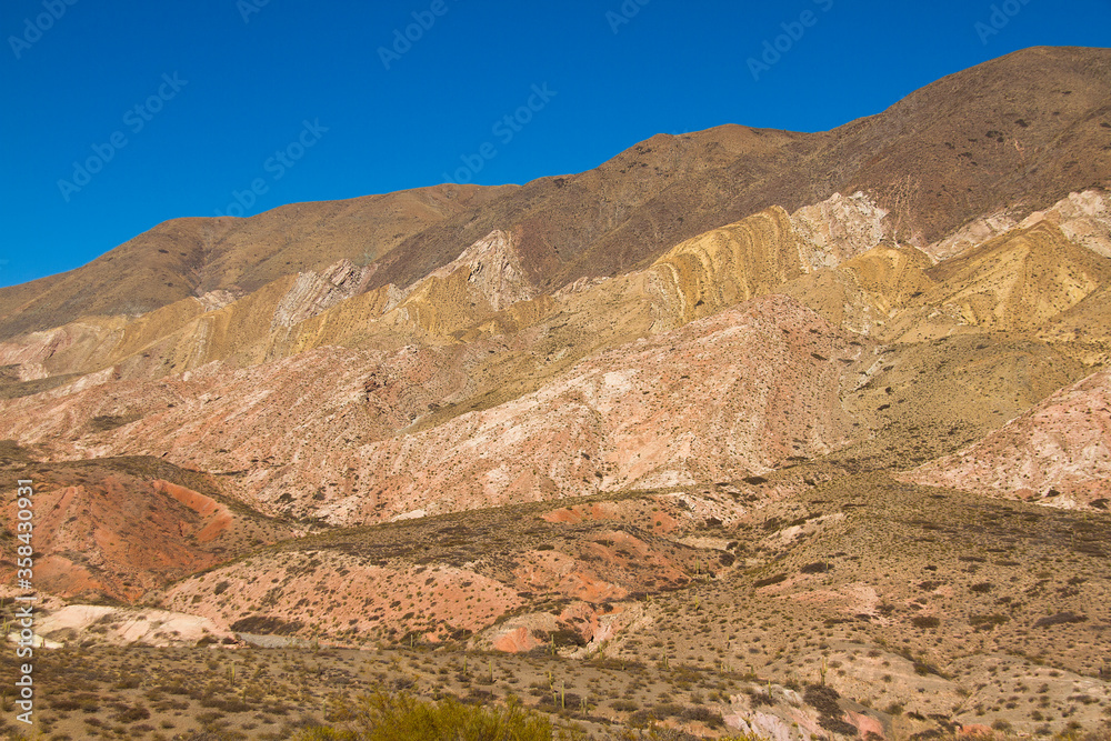 Different shapes and colors in the mountains due to erosion by the wind and the elements. Different shapes and colors in the mountains due to erosion by the wind and the elements.