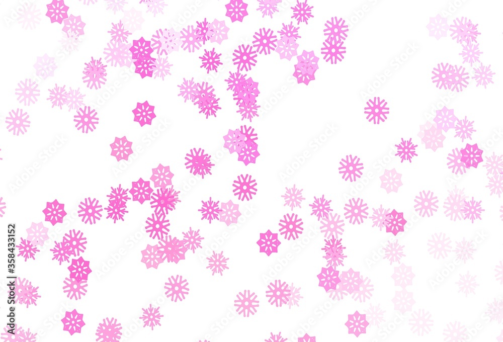 Light Pink vector layout with bright snowflakes.
