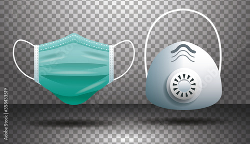 pair of medical masks breathing protective respiratory