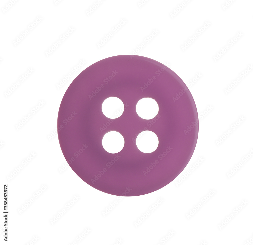 Obraz premium Purple plastic sewing button isolated on white