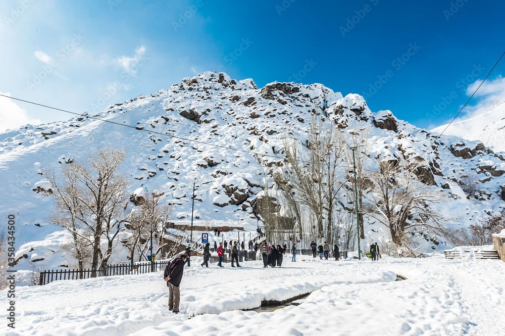 Fototapeta premium It's Alvand Mountain in winter in Iran.