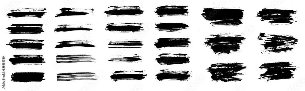Beautiful Paintbrush Set, brush stroke, vector, template. High quality manually traced. Grunge elements for Social media and network. Ink brush stoke stencil. Rectangle text boxes. Vector texture set