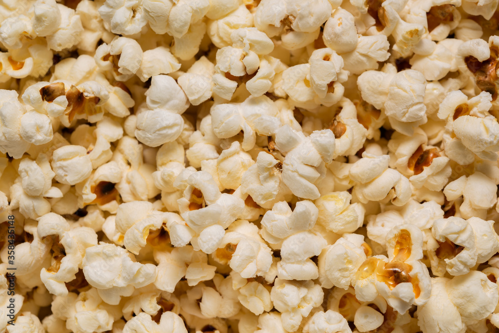 popcorn grain burst in top view, and closeup;