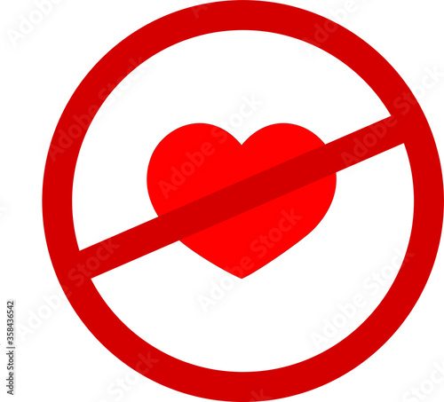 Stop love stop heart sign symbol