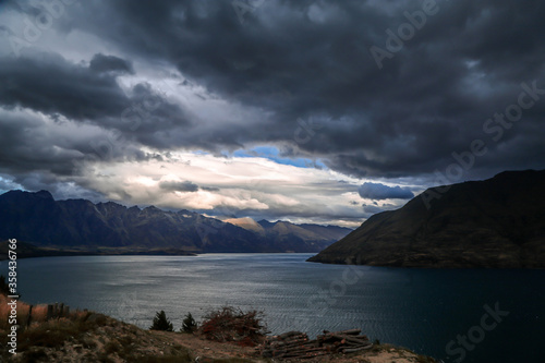 lake and mountains