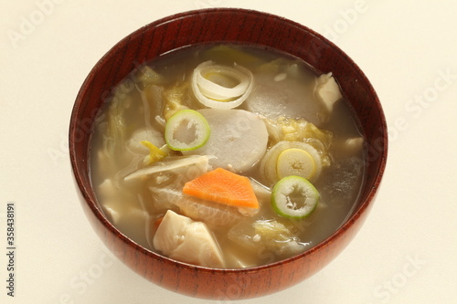 Japanese food, root vegetable in Miso soup for healthy meal