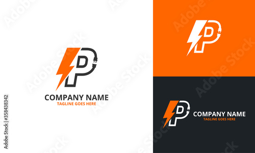 Flash P Letter Logo Icon Template. Illustration vector graphic. Design concept Electrical Bolt With Initial P Letter Logo Design. Perfect for corporate, technology, initial , community and more techno