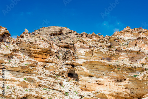 It's Rocks in front of the blue sky