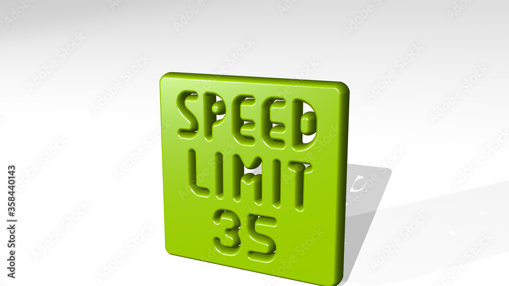 road sign speed limit on the wall. 3D illustration of metallic sculpture over a white background with mild texture. antique and mosaic road sign speed limit on the wall. 3D illustration of metallic sculpture over a white background with mild texture. antique and mosaic