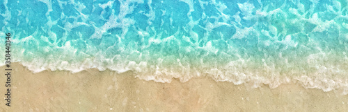 Fotografija Close-Up of Blue Summer Water Wave Tide and Sea Foam Washing Up on Ocean Beach S