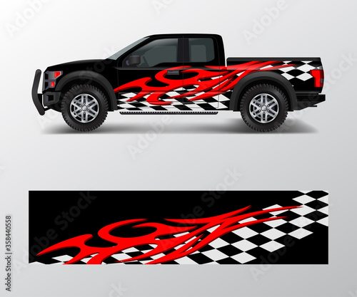 Racing graphic background vector for Truck  Pickup and vehicle branding. vinyl and wrap design vector