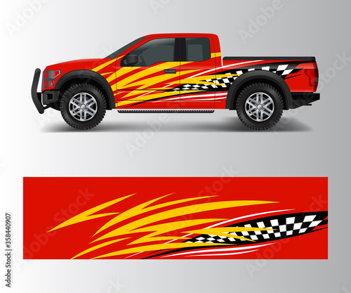 pickup truck graphic vector. abstract shape with grunge design for vehicle vinyl wrap
