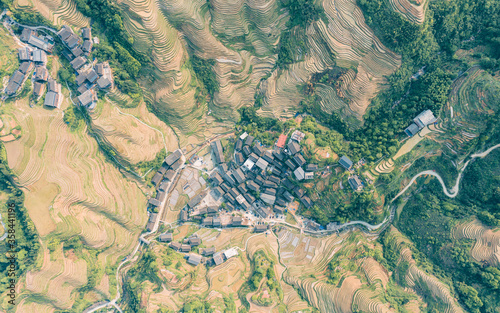 aerial view of terraced fields in south of china