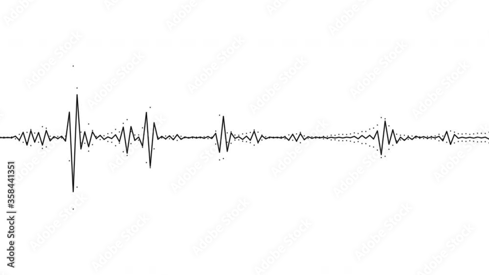 Black over white audio visualization effect. Loopable, unique, useful as an element or background, waveform, spectrum, equalizer, etc