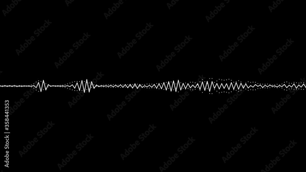 White on black audio spectrum visualization effect. Loopable, unique, useful as an element or background, showing spoken word or voice