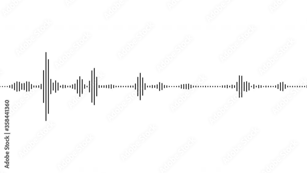 A black line on white audio visualization effect. Loopable, unique, useful as an element or background