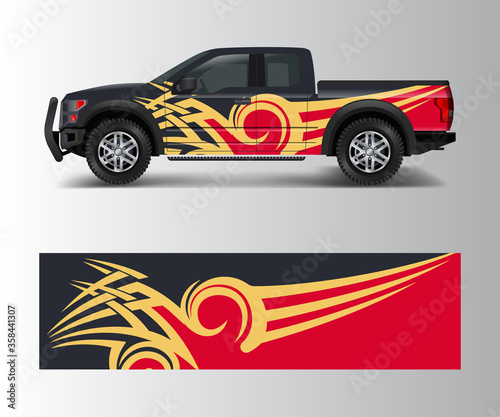 pickup truck graphic vector. abstract shape with grunge design for vehicle vinyl wrap