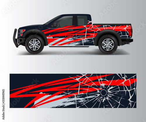 pickup truck graphic vector. abstract shape with grunge design for vehicle vinyl wrap