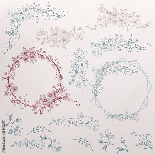 Collection of vector swirl elements and flourishes for design