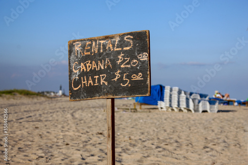 beach chair and cabana rentals sign