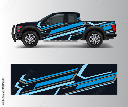 cargo van and car wrap vector, Truck decal designs, Graphic abstract stripe designs for offroad race, adventure and livery car
