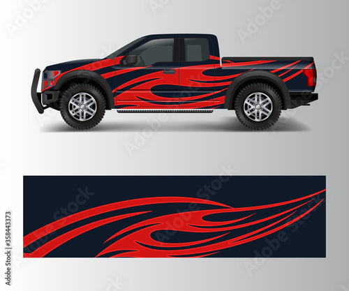 Truck and car graphic background wrap and vinyl sticker design vector