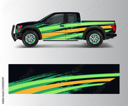 wrap graphic design vector for off road truck. Abstract sporty and adventure racing background. Full vector eps 10