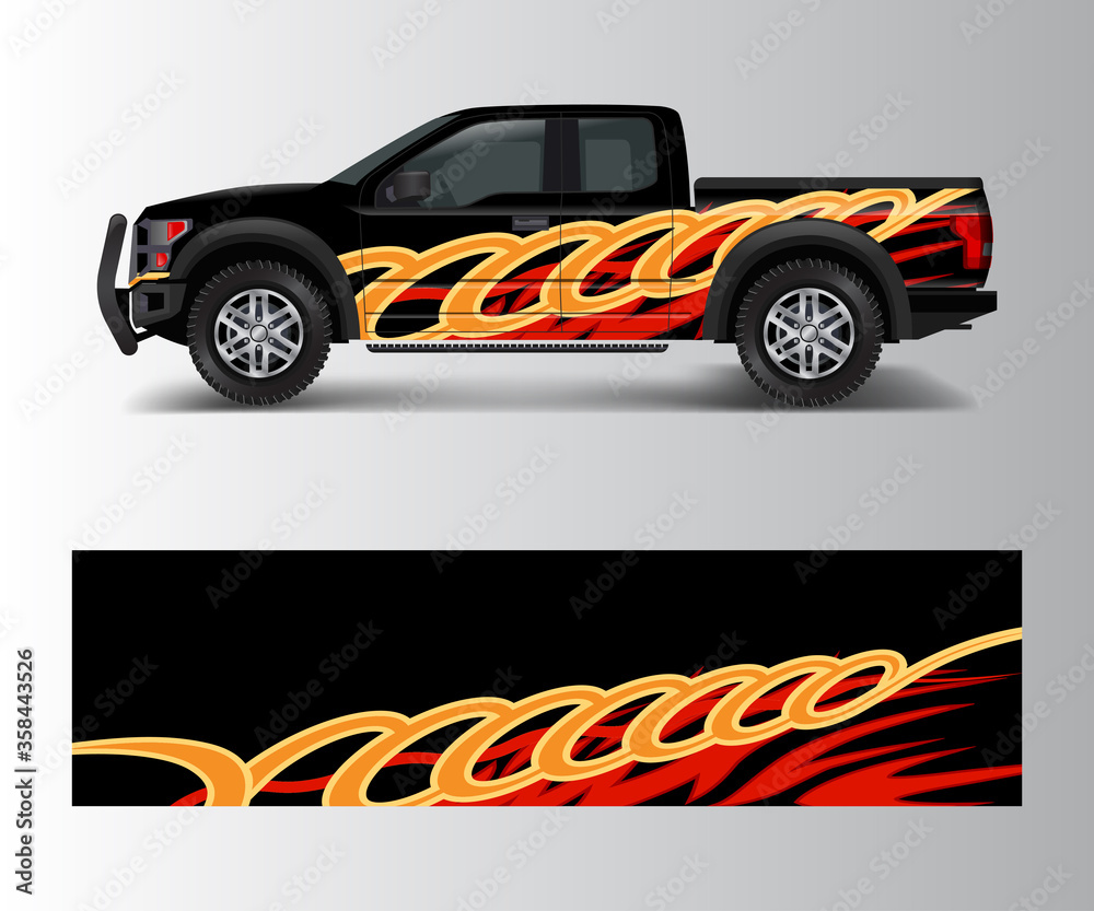 Fototapeta premium abstract Racing graphic background vector for offroad vehicle wrap design vector