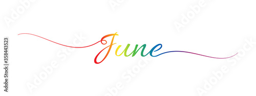 june letter calligraphy banner colorful gradient photo