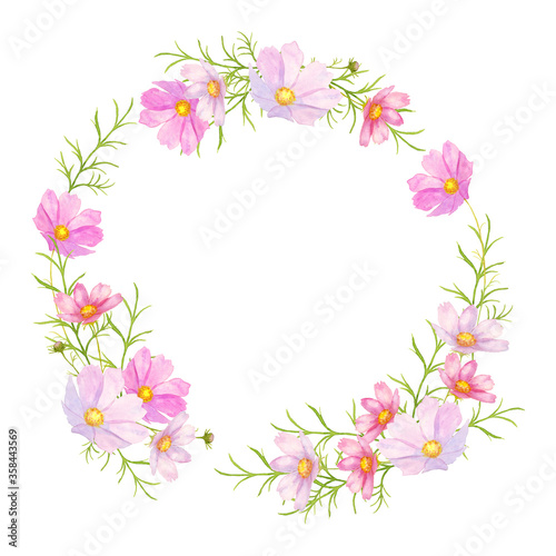 コスモス水彩画フレーム