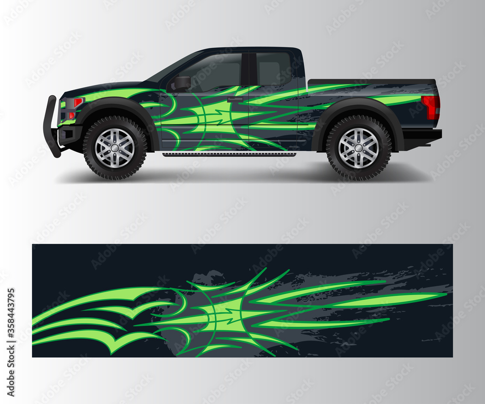 offroad vehicle wrap design vector. Pickup truck decal wrap design vector. offroad vehicle wrap design vector. Pickup truck decal wrap design vector.