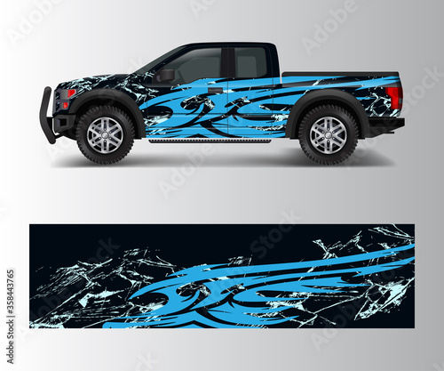 truck and cargo van wrap vector, Car decal wrap design. Graphic abstract stripe designs for vehicle, race, offroad, adventure and livery car