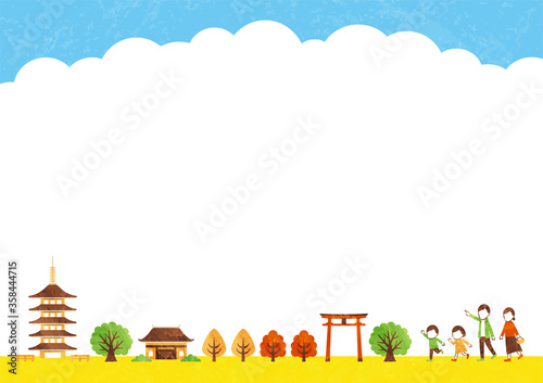 frame of temple in autumn