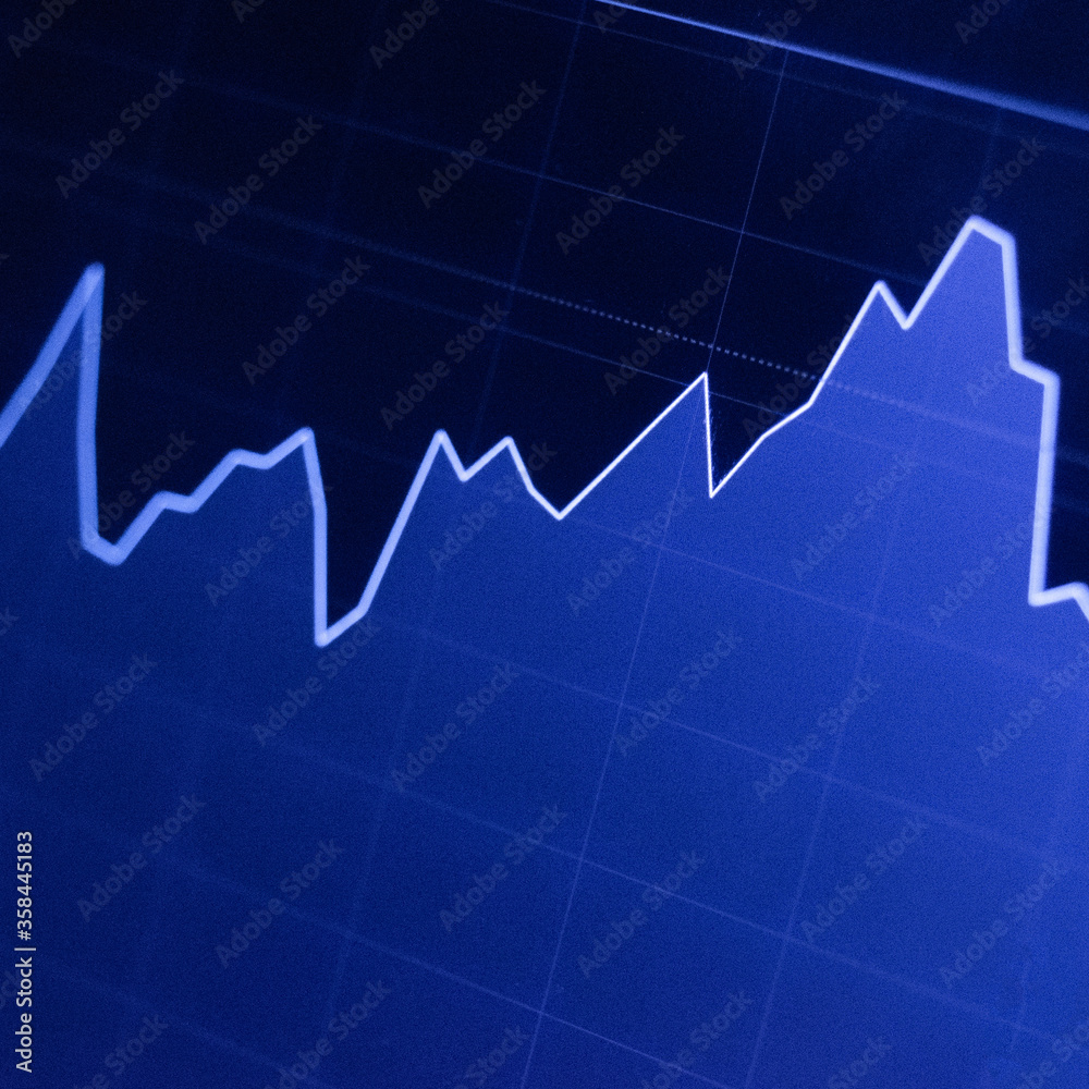 Naklejka premium the stock market graph on blue
