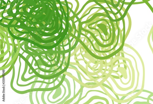 Light Green, Yellow vector backdrop with curved lines.