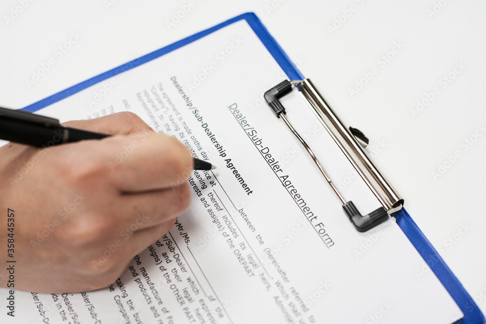 Filling and signing dealer and sub-dealer agreement Filling and signing dealer and sub-dealer agreement