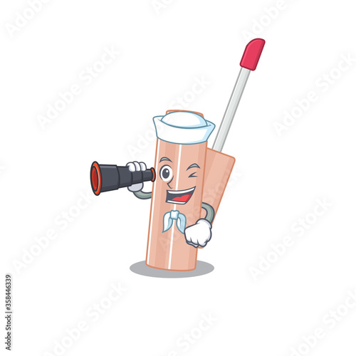 A cartoon picture of lip tint Sailor using binocular